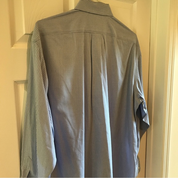 Jos A Bank dress shirt Travelers Collection 16-34 all cotton blue mini check - Picture 5 of 6